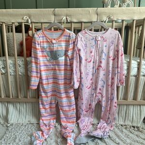 Carters Girls Footie Pajamas -Colorful Stripes and Mermaids Size 5t